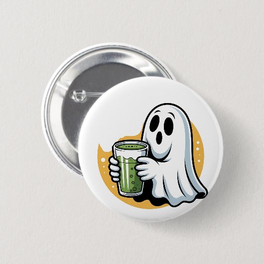 Griezelige Geest Drinkt Matcha Halloween Ronde Button 5,7 Cm (Voorkant /achterkant)