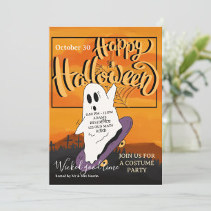 Griezelige Geest Halloween Kostuum Feest Uitnodigi Kaart