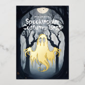 Griezelige Geest Kledij en Cocktail Halloween Fees Folie Uitnodiging (Voorkant)