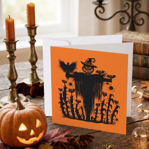 Griezelige Goth Halloween Vogelverschrikker Pompoe Kaart