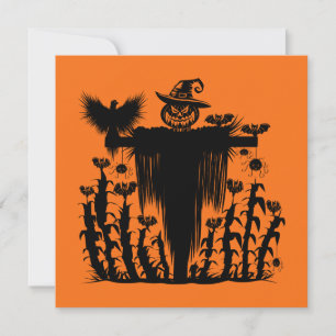 Griezelige Goth Halloween Vogelverschrikker Pompoe Kaart