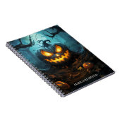 Griezelige, gotische enge pompoen Halloween Horror Notitieboek (Rechterzijde)