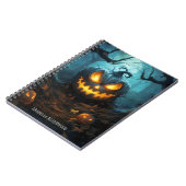 Griezelige, gotische enge pompoen Halloween Horror Notitieboek (Linkerzijde)