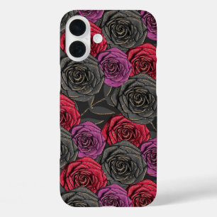 GRIEZELIGE GOTISCHE ZWARTE RODE & PAARSE HALLOWEEN iPhone 16 PLUS HOESJE