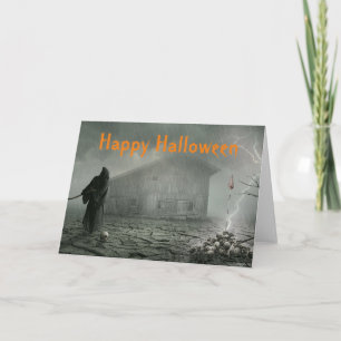 Griezelige Grim Reaper Halloween scène Kaart