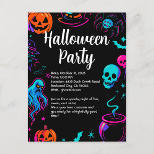 Griezelige Halloween-feestuitnodiging Briefkaart
