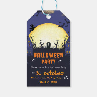 Griezelige Halloween-feestuitnodigingskaart Cadeaulabel