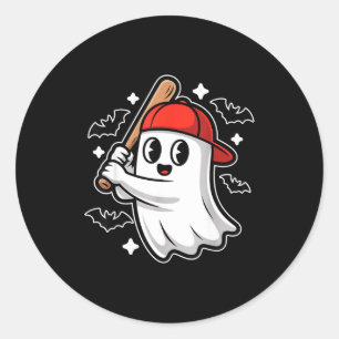 Griezelige Halloween Geest En Vleermuizen Honkbal Ronde Sticker