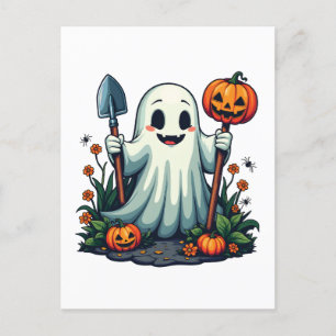 Griezelige Halloween Herfst Tuinieren Geest Pompoe Briefkaart