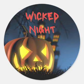 Griezelige Halloween Jack-o-Lantern Boze Nacht Ronde Sticker