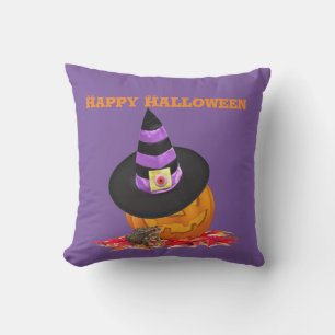 Griezelige Halloween Jack O Lantern en Heksenhoed Buitenkussen