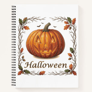Griezelige Halloween Jack-o'-Lantern Herfstblad Fr Notitieboek