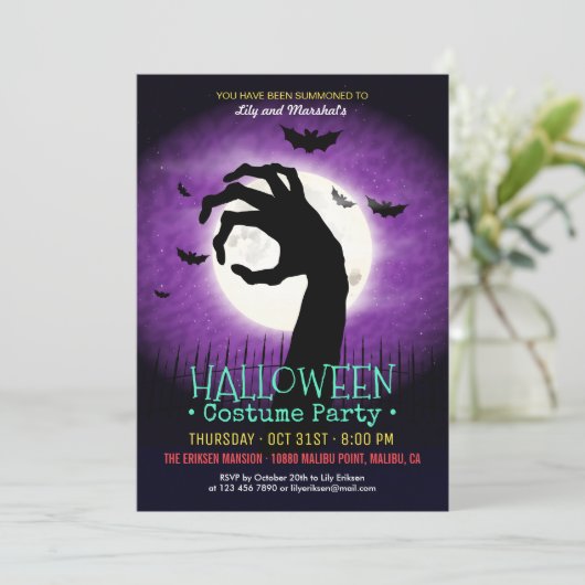 Griezelige Halloween-kostuumfeest | Uitnodiging (Staand voorkant)