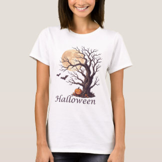 Griezelige Halloween Kromme Boom Jack-o'-Lantern T-shirt
