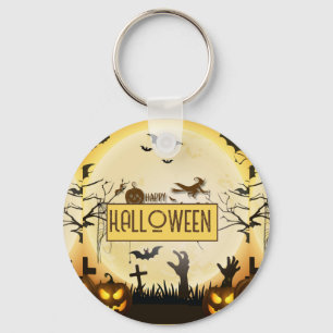 Griezelige Halloween Nacht Geheime Herfst Ontwerp Sleutelhanger