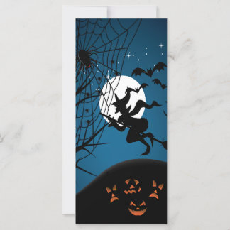 griezelige Halloween-nacht heks en spinnen vector