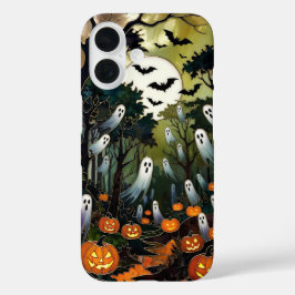 Griezelige Halloween Phonehoes Geest Pompoen Bos iPhone 16 Hoesje