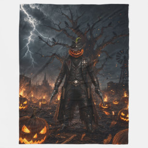 Griezelige Halloween Pompoen Sheriff Cowboy Blikse Fleece Deken