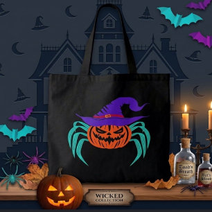 Griezelige Halloween Pompoen Spin en Heksenhoed Ku Draagtas