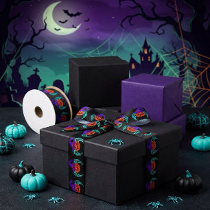 Griezelige Halloween Pompoen Spin en Heksenhoed Ku Lint