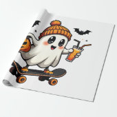 Griezelige Halloween Schaats Pompoen Kruid Geest H Cadeaupapier (Uitgerold)