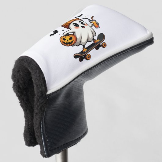 Griezelige Halloween Schaats Pompoen Kruiden Geest Golfheadcover (3/4 voorkant)