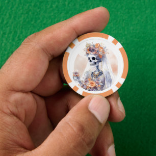 Griezelige Halloween Skelet Pokerchip