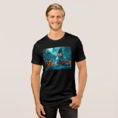 Griezelige Halloween Sneeuwman met gloeiende ogen Tri-Blend Shirt (Voorkant volledig)