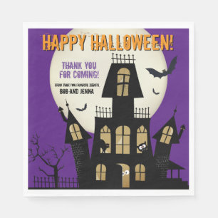 Griezelige Halloween Spokenhuis Vliegende Vleermui Servet