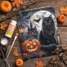 Griezelige Halloween Zwarte Kat Decoupage