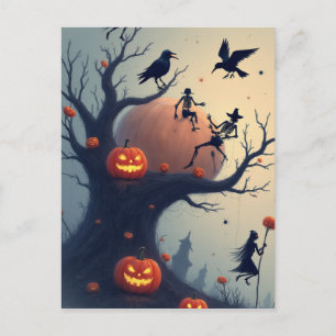 Griezelige Halloweenboom Briefkaart