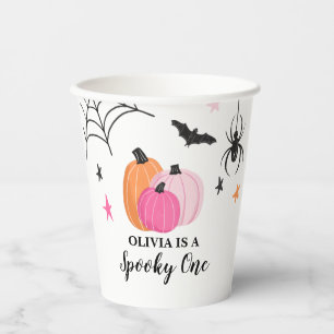 Griezelige Halloweenroze pompoenen verjaardag Papieren Bekers
