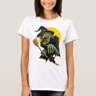 GRIEZELIGE HEEKS met BEZEM en ZWARTE KAT T-shirt