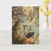  griezelige heks Halloween Kaart (Gele Bloem)