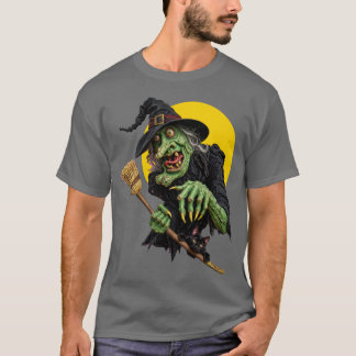 GRIEZELIGE HEKS met BEZEM en ZWARTE KAT T-shirt