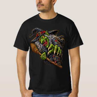GRIEZELIGE HEKS met BEZEM en ZWARTE KAT T-shirt