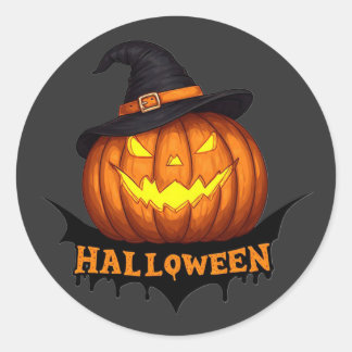 Griezelige Heksenpompoen Halloween Nacht Ontwerp � Ronde Sticker