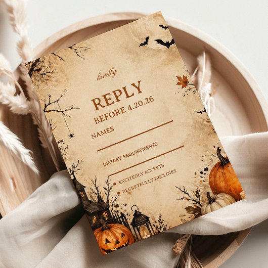 Griezelige Herfst Pompoen Gast Respons RSVP Kaartje