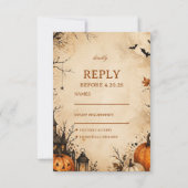 Griezelige Herfst Pompoen Gast Respons RSVP Kaartje (Voorkant)