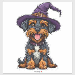 Griezelige Hond In Magische Hoed Halloween Thema Sticker