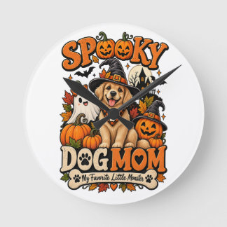 Griezelige Hond Moeder Halloween Schattige Skelet Ronde Klok