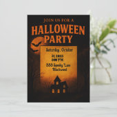 Griezelige Huis Halloween Feest Uitnodiging | Spoo (Staand voorkant)
