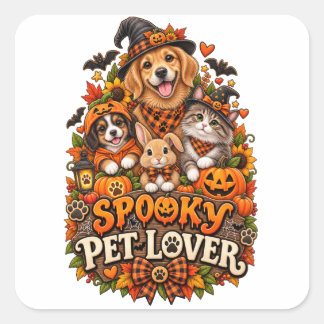 Griezelige Huisdierliefhebber Lieve Halloween Hond Vierkante Sticker