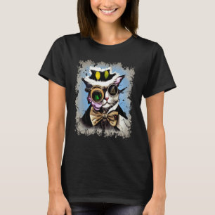 Griezelige Illuminati Kat Cyborg Monocle Stoom Kat T-shirt