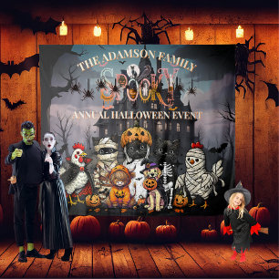 Griezelige Jaarlijkse Halloween Familie Evenement Wandkleed