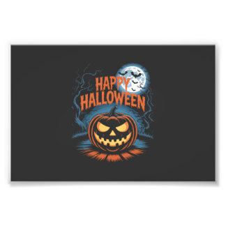 Griezelige Jack O Lantern Halloween Foto Afdruk