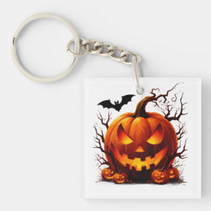 Griezelige Jack O Lantern Met Gloeiende Ogen 🎃 Sleutelhanger