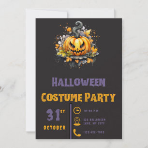 Griezelige Jack-O' Lantern Moderne Zwarte Hallowee Kaart