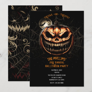 Griezelige Jack-O-Lantern Pompoen Halloween Feestj Kaart