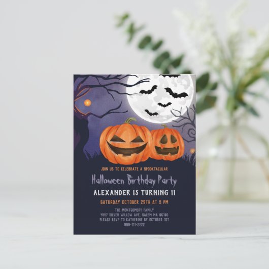 Griezelige Jack O'Lantern Halloween Verjaardagsfee Briefkaart (Staand voorkant)